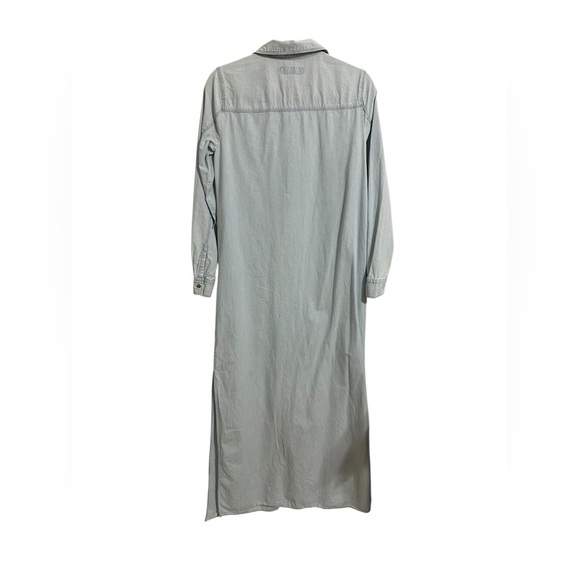 Michael Kors Blue Buttoned Maxi Dress with Polo Collar Western Rodeo Chambray S - Picture 10 of 13